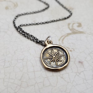 Compass Rose Necklace Medieval Wax Seal Compass Rose pendant in bronze 112B image 4