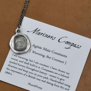 Mariners Compass Wax Seal Necklace Antiqued Compass Wax Seal Pendant from Antique Wax Seal 201 image 1