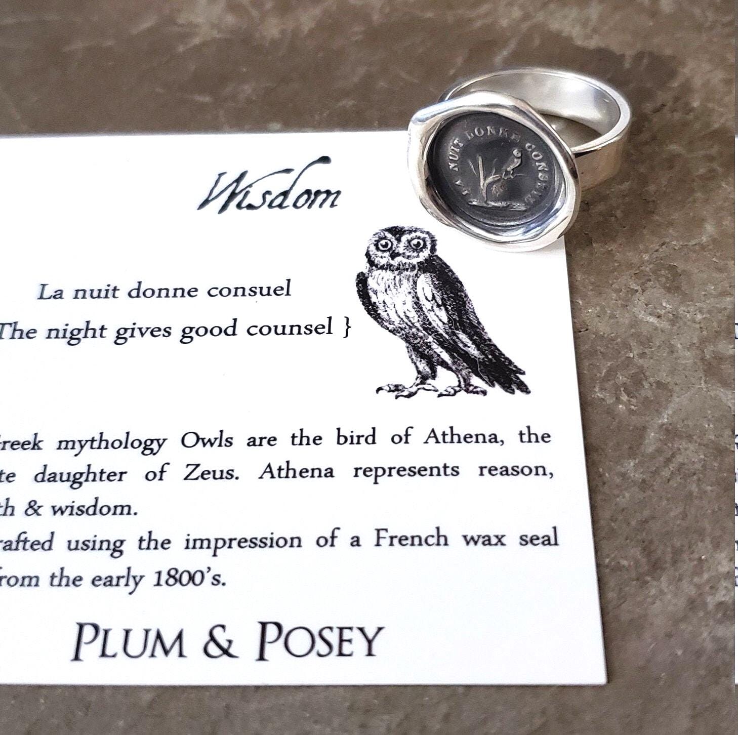Owl Wax Seal Ring - The night is full of wisdom - 111