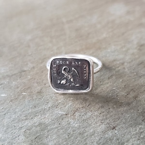 Motherhood - Pelican in her piety- Wax Seal Ring - Skinny Stacking Ring - RS273
