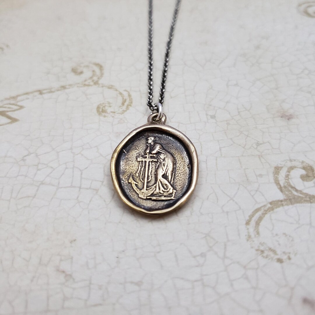 Hope and Faith Wax Seal Pendant Lady of the Sea and Anchor - Etsy