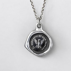 Eagle Necklace - A silver wax seal necklace -  Deeds not words - Eagle Jewelry - Plum and Posey wax seal jewelry - 159