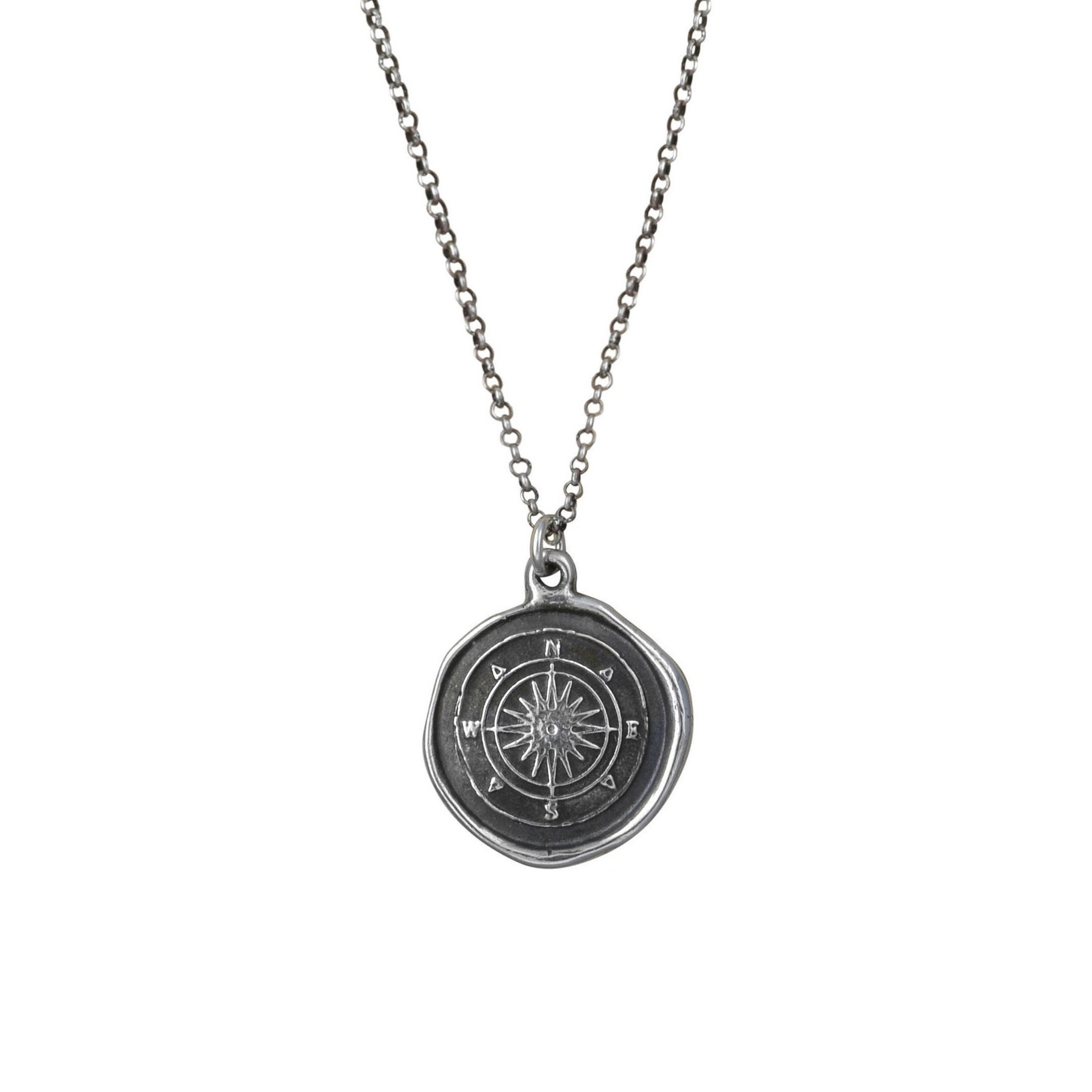 Compass Rose Wax Seal Necklace Antiqued Compass Jewelry Etsy Canada