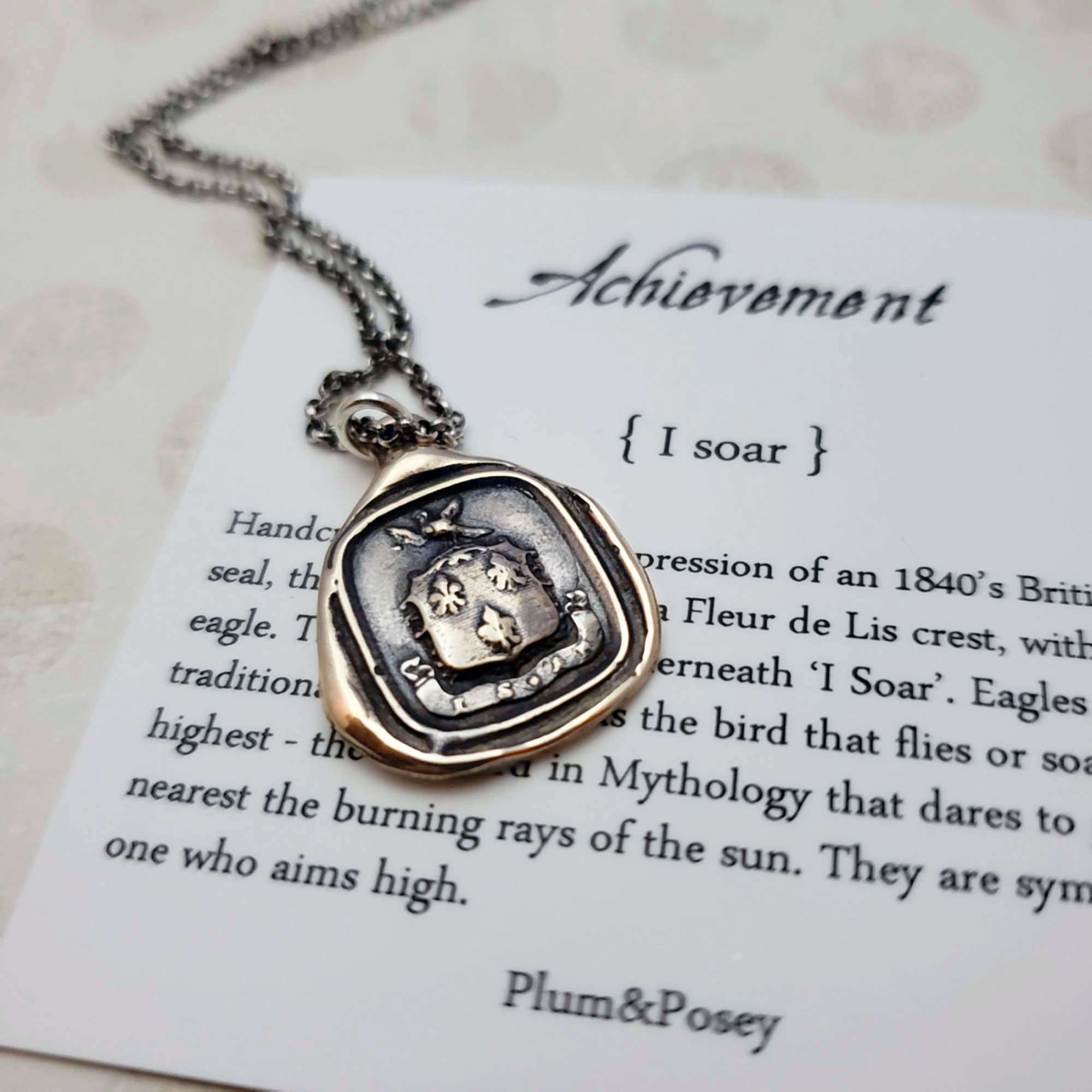 ブロンズ アチーブメント - イーグル ワックス シール クレスト ネックレス - 私は舞い上がる - 高い目標 - 231 - Etsy 日本