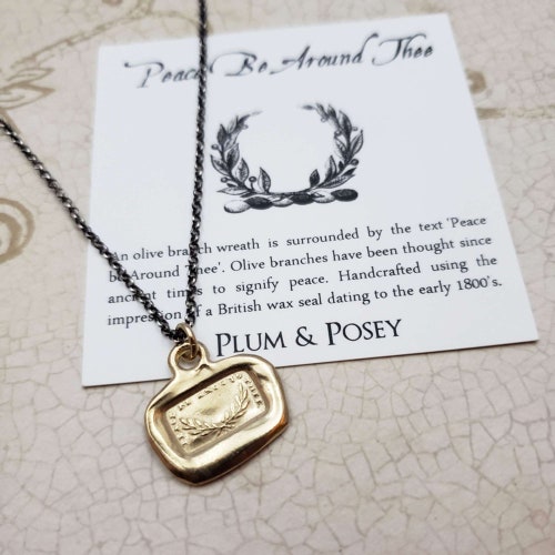 Robin on Branch Gold Wax Seal Pendant Necklace Spring Etsy