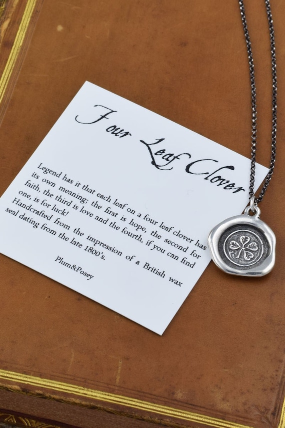 Buy Four Leaf Clover Necklace Lucky Lucky Lucky Wax Seal Shamrock
