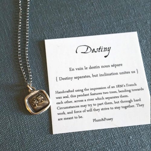 You are my Destiny - Two Trees Wax Seal Necklace - In Vain Destiny Separates Us - 310