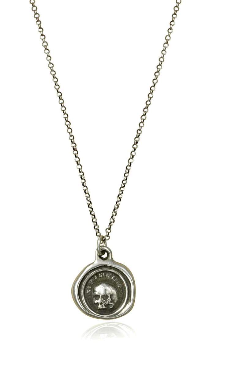 Skull Necklace A Memento Mori from latin antique wax seal 'Es fui sum eris' which translates 'So as you are so once was I 247 image 9