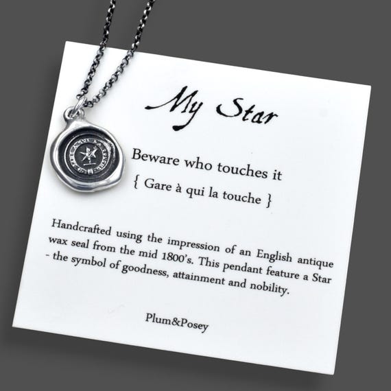 My Star Necklace - Beware who touches it - Wax Seal Necklace in Latin - 338