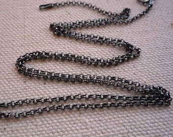 Adjustable 16, 18 and 20 inch sterling silver antiqued rollo chain