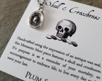 Skull and Crossbones Petite Charm Necklace - Memento Mori - 295