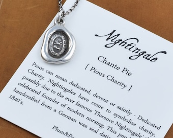 Nightingale Wax Seal Nurse Necklace - Dedicated Charity Jewelry - 296