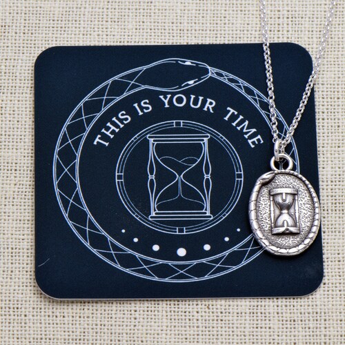 Hourglass Necklace ~ Ouroboros and Hourglass Necklace - Use Your Time Wisely, Carpe Diem, Sterling Silver Eternity Snake Pendant - 551 