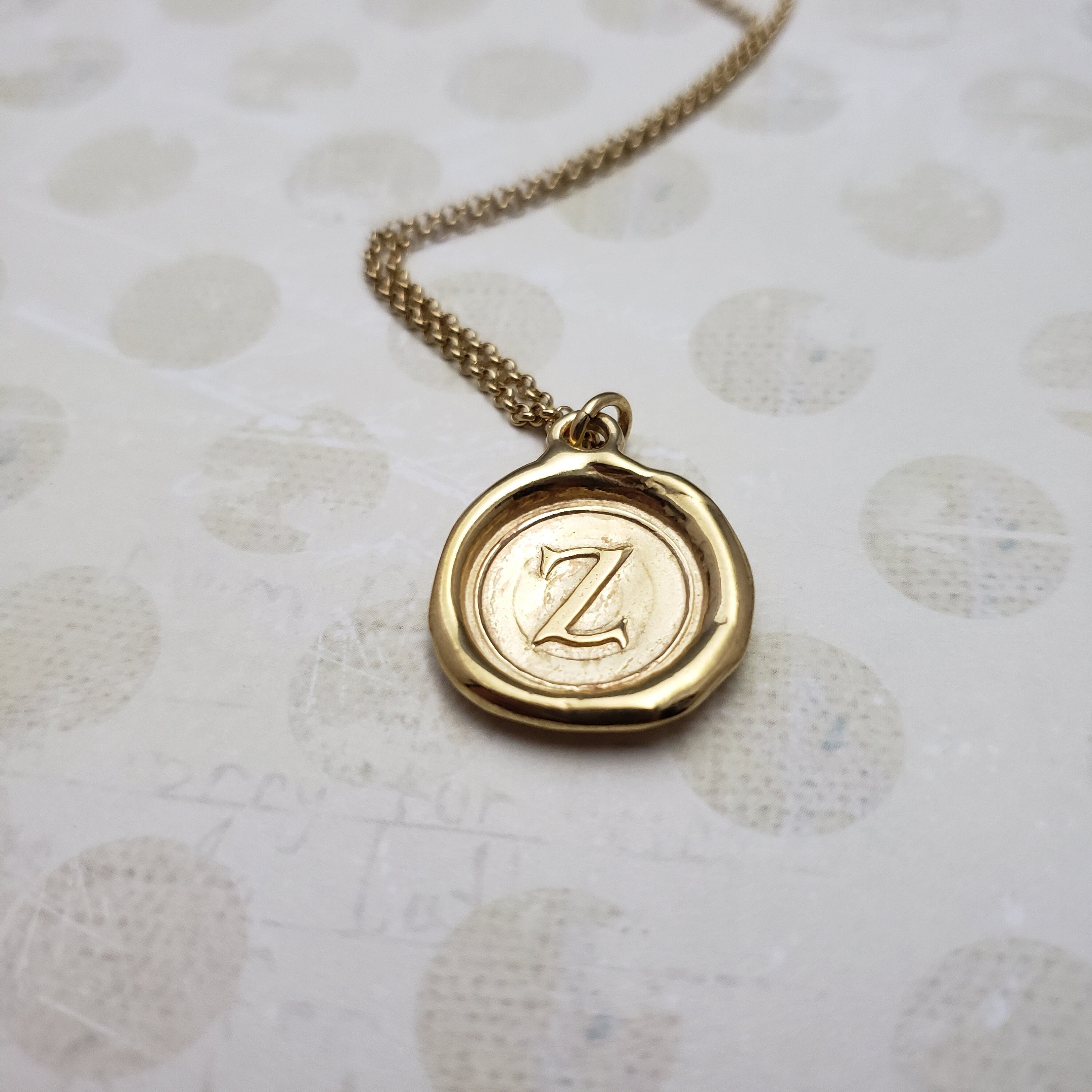 Gold Letter Z Pendant Gold Vermeil 