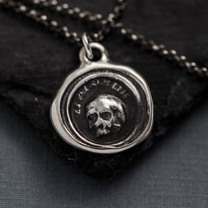 Skull Necklace A Memento Mori from latin antique wax seal 'Es fui sum eris' which translates 'So as you are so once was I 247 image 10