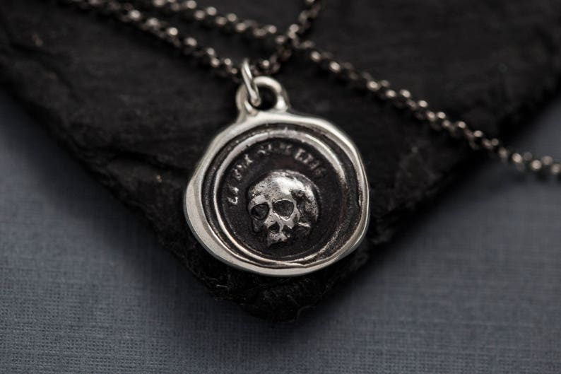 Skull Necklace A Memento Mori from latin antique wax seal 'Es fui sum eris' which translates 'So as you are so once was I 247 image 10