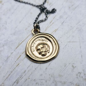 Gold Skull Necklace - A Memento Mori From Latin Antique Wax Seal in ...