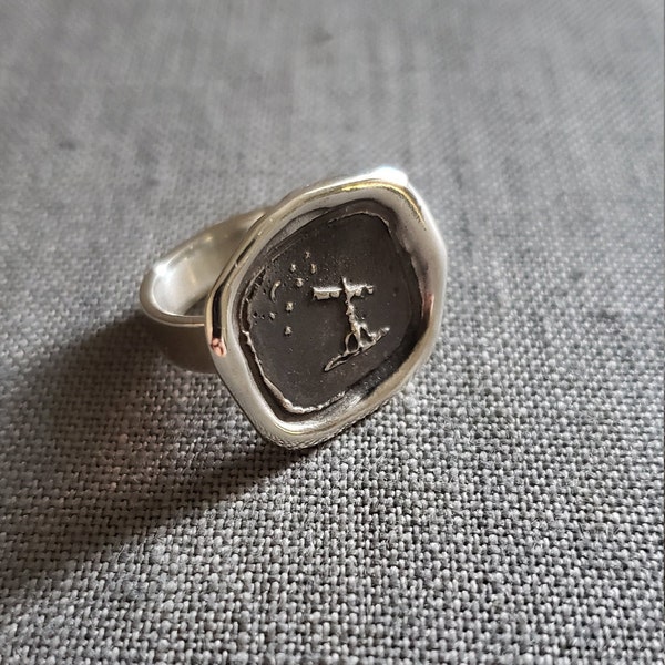 Anillo Sueña en Grande - Anillo con sello de cera - Mira a las estrellas - Alcanza las estrellas R342
