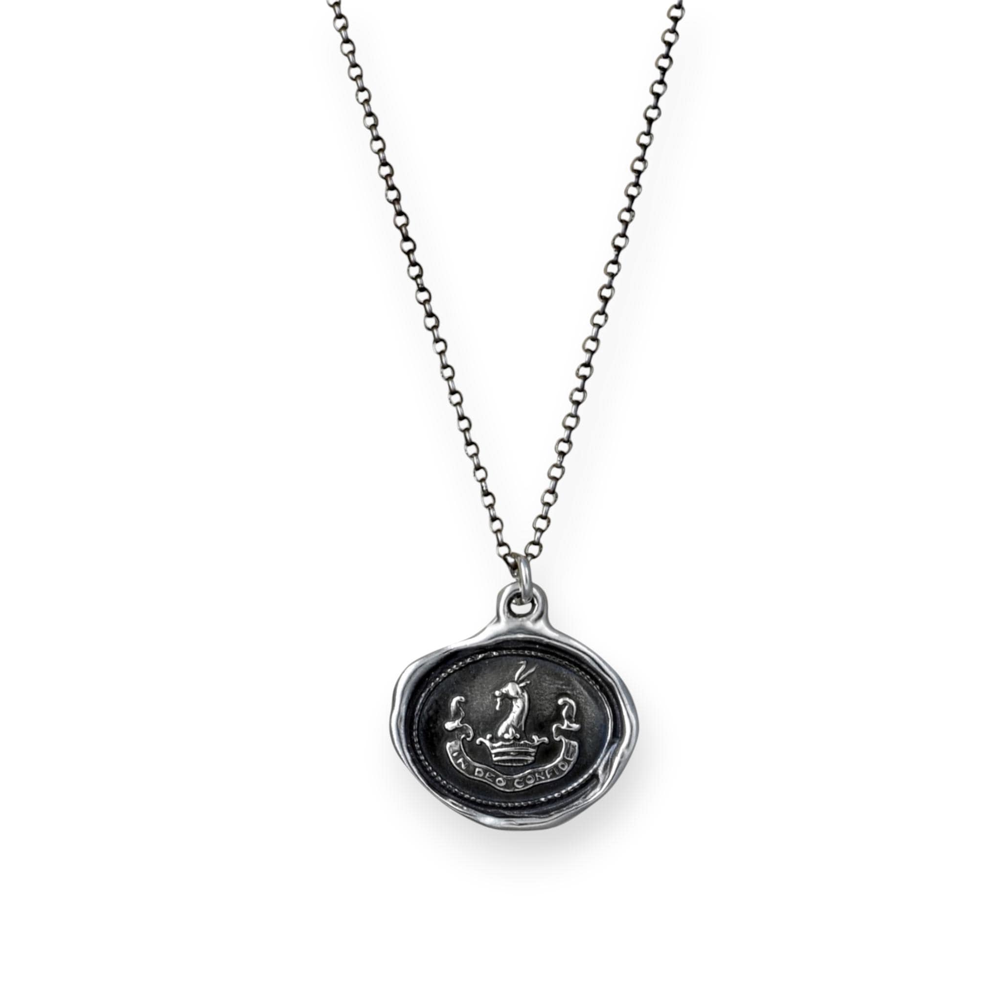 In God I Trust - in Deo Confide - Latin Antique Wax Seal Necklace 