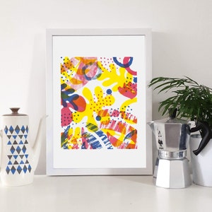 Garden Plant Print A3 - Red Yellow Blue