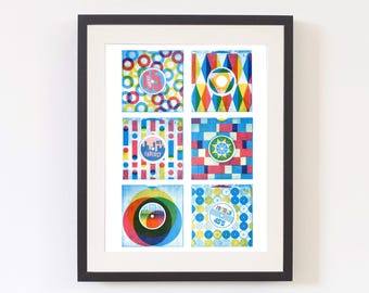 Fantasy 45's A3 Riso Print - Blue Sunflower, Red