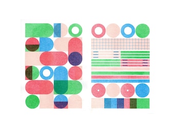 2 X A5 Abstract Riso Print