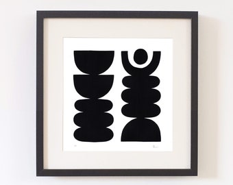 Classic Square Black and White Screenprint