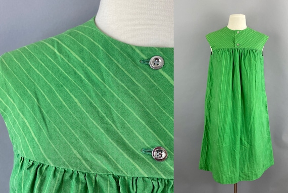 Vtg 60s Marimekko Suomi-Finland Green Lime striped