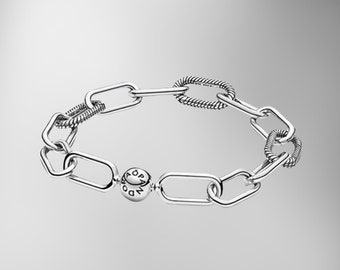 Pandora Me Snake Chain S925 Sterling Silver Bracelet,Handmade Everyday Bracelet,Pandora Minimalist Charm Bracelet, Gift for her
