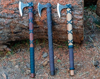 Set of 3 Ragnar Viking axes, Beautiful Axe , Hand forged Axe , Ragnar axe , Camping axe, valentine's day Gift . Birthday gift, Gift for him
