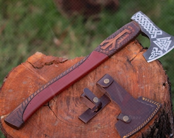 Custom Carbon Steel Viking Axe, Handmade Ash Wood Handle