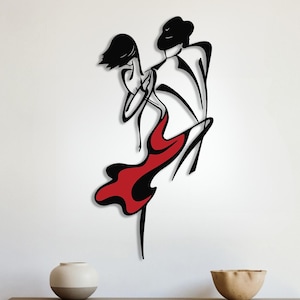 Colorful Dance Metal Wall Art, Dance Line Art, Tango Wall Decor,Dancer Couples Gift, Metal Line Art, Metal Wall Decor, Gift for Wife