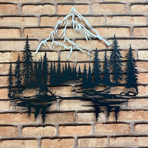 Mountain Forest Silhouette Metal Wall Art, Nature Decor Gift, Trendy Large Metal Wall Art, Room Decor, Outdoor Decor, Gift for Nature Lovers