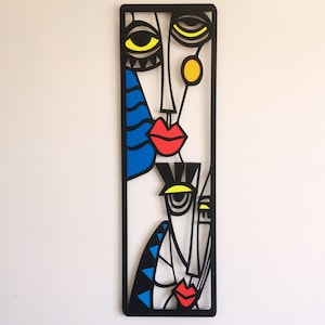 Arte murale di Pablo Picasso, decorazioni colorate di Picasso, arte murale in metallo, arte dei volti del cubismo di Picasso, grande arte murale, arte murale astratta, arte murale moderna