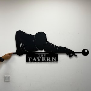 Custom Billiard Player Metal Wall Art, Custom Man Playing Billiards Metal Sign, Personalized Male Snooker Pool Ball Decor, Man Caves Gift