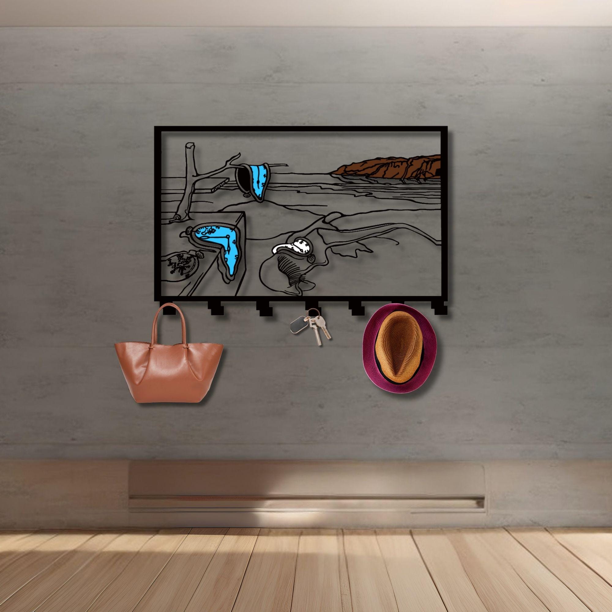Salvador Dali Melting Clock Metal Coat Rack, Surrealist Key Holder ...