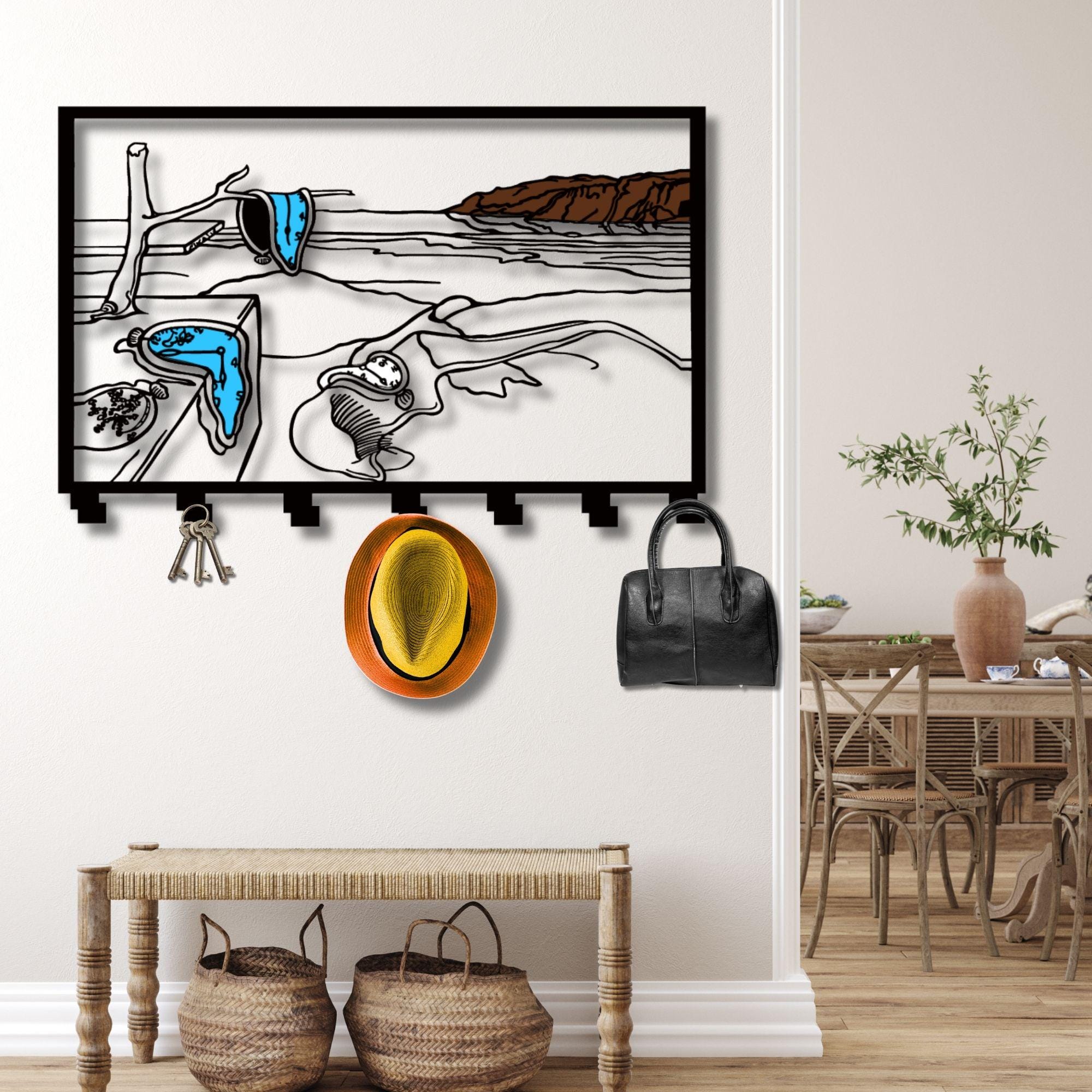Salvador Dali Melting Clock Metal Coat Rack, Surrealist Key Holder ...