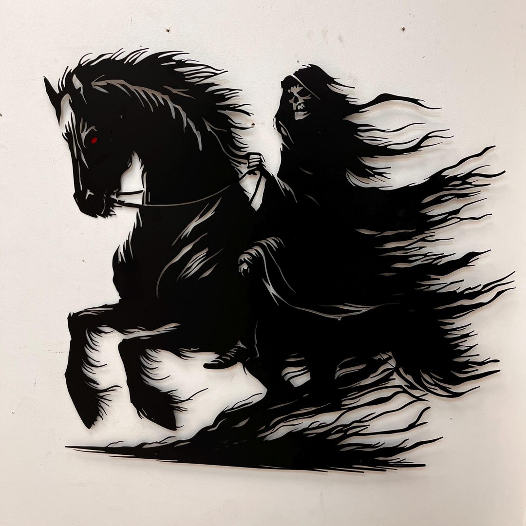 Dark Horse Rider Metal Wall Art, Gothic Fantasy Decor - Etsy