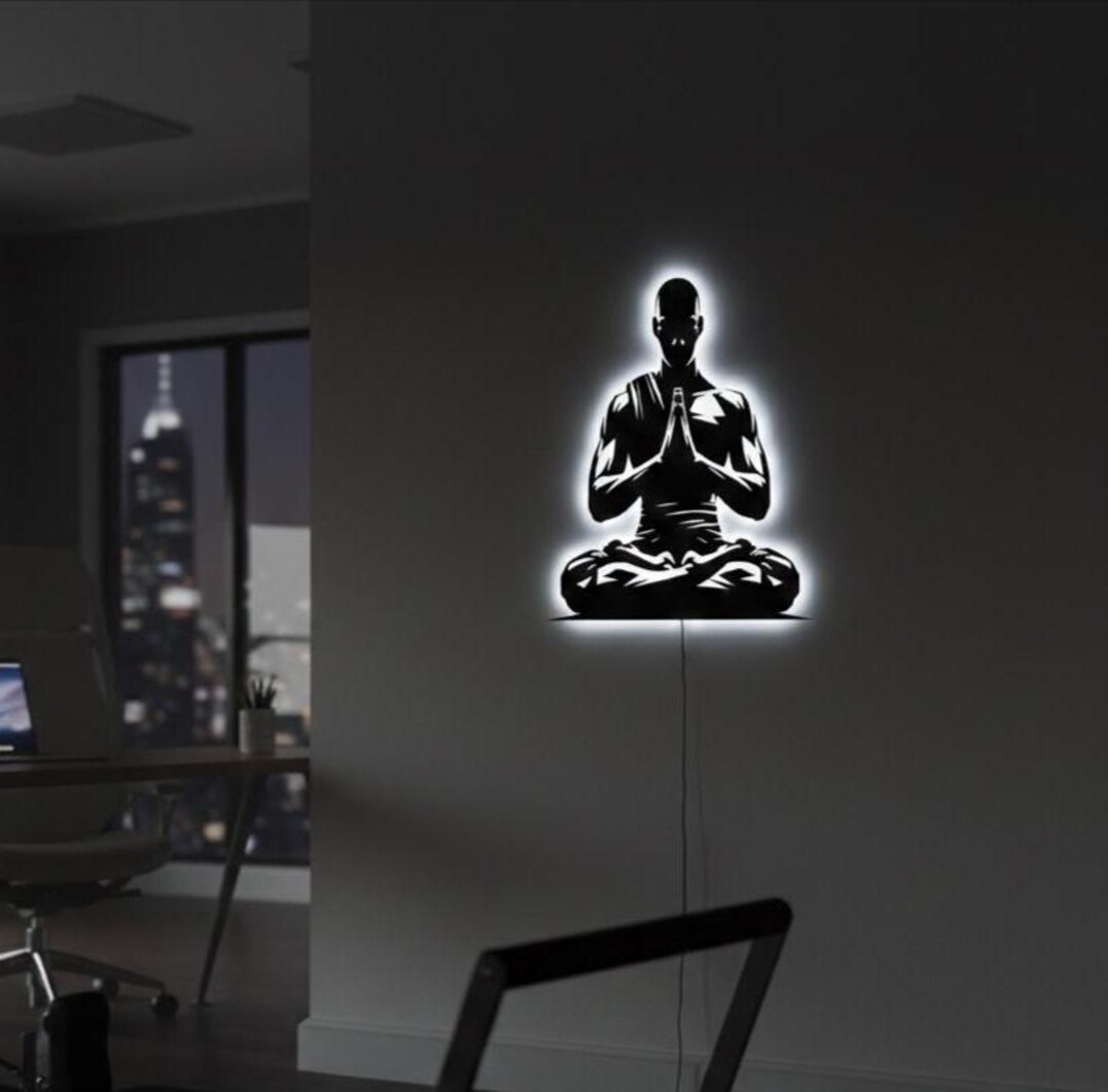 LED Buddha Metal Sign, Yoga Zen Wall Art, Spiritual Home Decor - Etsy
