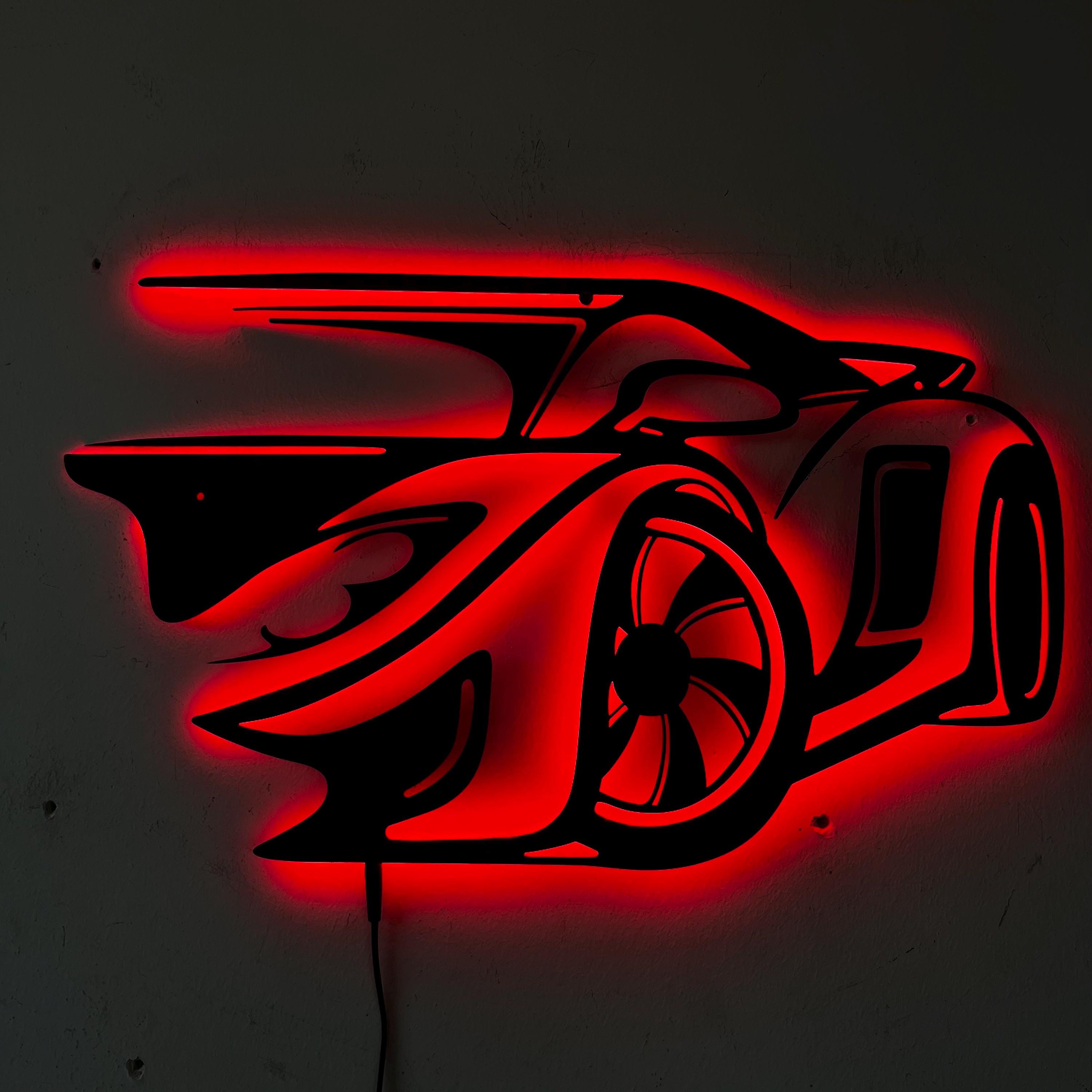 Led Racing Logo LED Race Car Metal Wall Art: Modern Garage Decor - Etsy