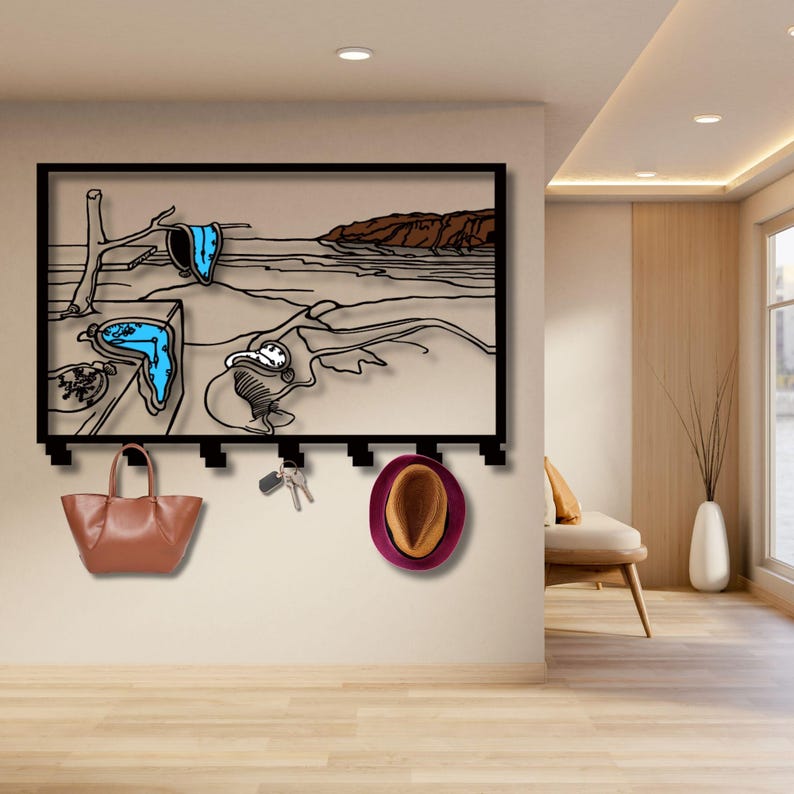 Salvador Dali Melting Clock Metal Coat Rack, Surrealist Key Holder ...