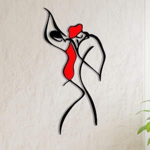 Colorful Dance Metal Wall Art, Dance Line Art, Tango Sign, Dancer Couples Gift, Metal Line Art, International Dance Day Gifts, Gift for Wife