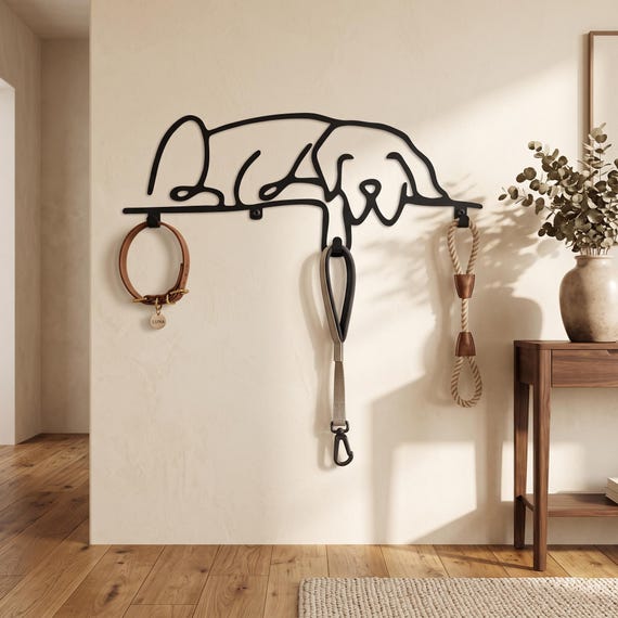 Lazy Dog Metal Wall Hook: Leash Holder, Entryway Organizer