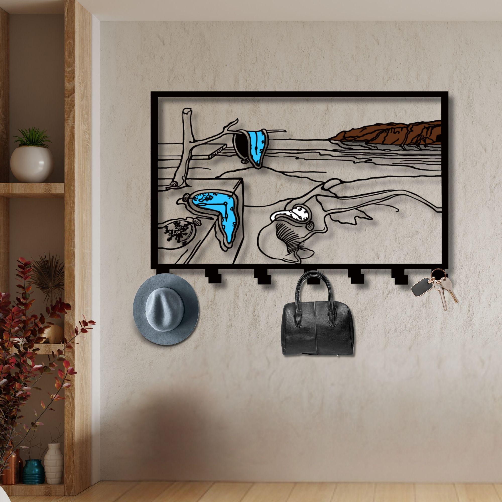 Salvador Dali Melting Clock Metal Coat Rack, Surrealist Key Holder ...