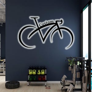 Custom LED Bicycle Metal Wall Art: Personalized Cyclist Home Decor