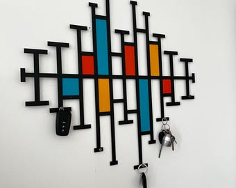 Extra Large Abstract Metal Coat Rack: Modern Wall Decor Hanger