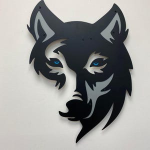 Wolf Head Metal Wall Art,Metal Wall Decor, Interior Design, Animal Portrait, Living Room Decor, Colorful Wolf Head Metal Art, Home Decor