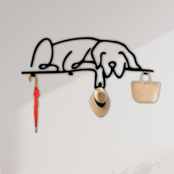 Lazy Dog Metal Wall Hook: Leash Holder, Entryway Organizer