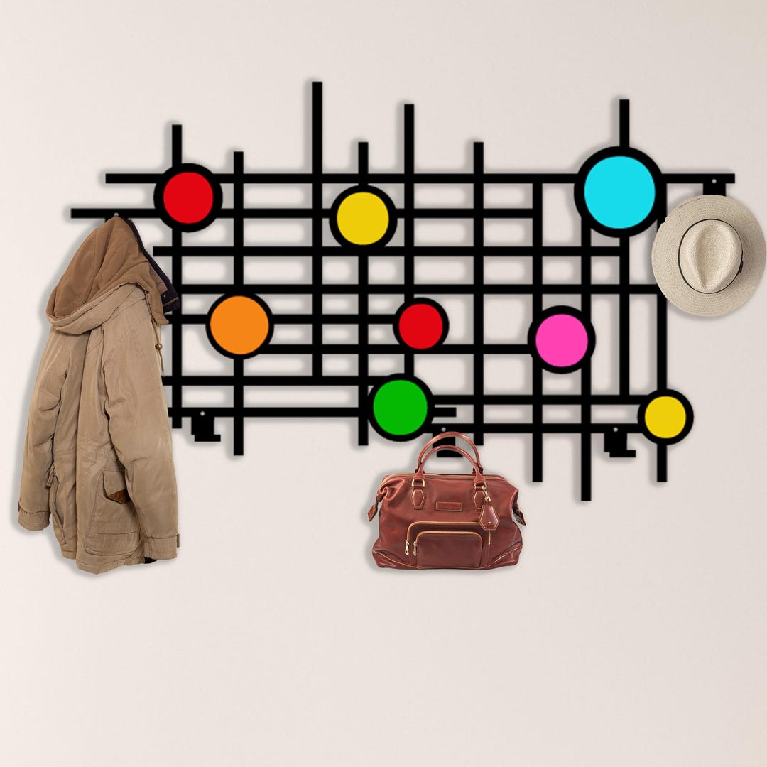 Extra Large Abstract Coat Rack Metal Wall Hanger, Metal Wall Hanger ...