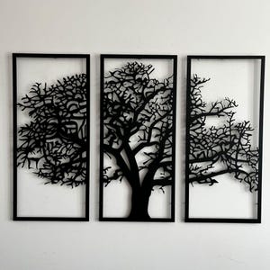 3-Piece Tree Metal Wall Art: Natural Home Decor